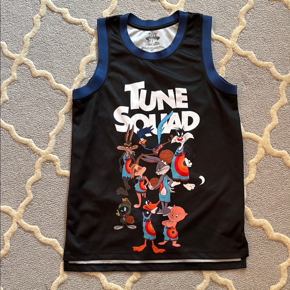 Boys Tune Squad Space Jam Jersey - Black and Blue - Bugs, Daffy, Porky